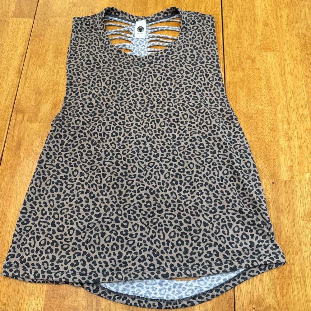 Jala Leopard Cheetah Sleeveless Tank Top Swim Cover Size Large Distressed Back